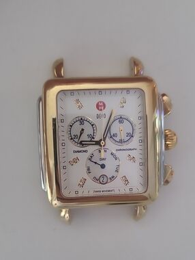 Michele DECO XL Two Tone Diamond Dial Gold And Silver Watch